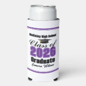 Personalized Purple Class of 2026 Graduation Party スリム缶クーラー (Seltzer正面)