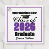 Personalized Purple Class of 2026 Graduation Party フェイバータグ (正面)