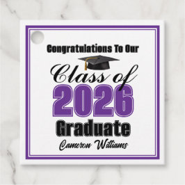 Personalized Purple Class of 2026 Graduation Party フェイバータグ