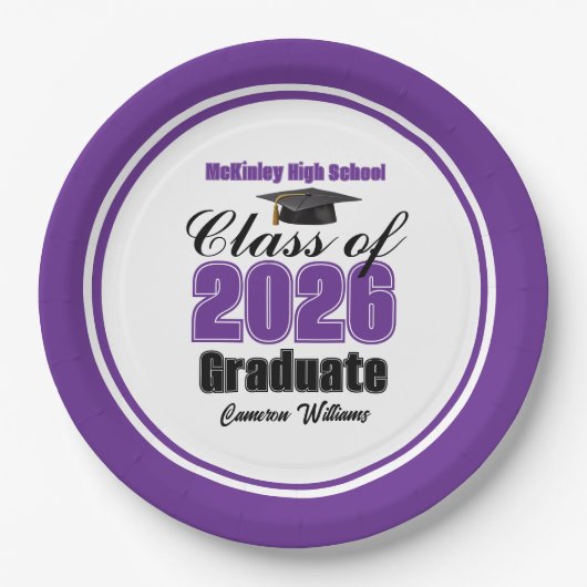 Personalized Purple Class of 2026 Graduation Party ペーパープレート (正面)