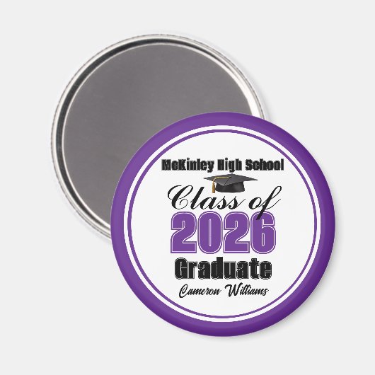 Personalized Purple Class of 2026 Graduation Party マグネット (正面/裏面)