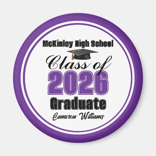 Personalized Purple Class of 2026 Graduation Party マグネット (正面)