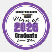 Personalized Purple Class of 2026 Graduation Party ラウンドシール (正面)