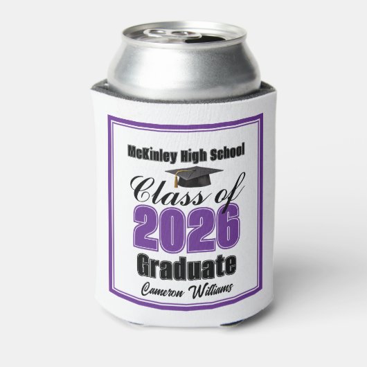 Personalized Purple Class of 2026 Graduation Party 缶クーラー (缶裏面)