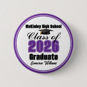 Personalized Purple Class of 2026 Graduation Party 缶バッジ (正面)