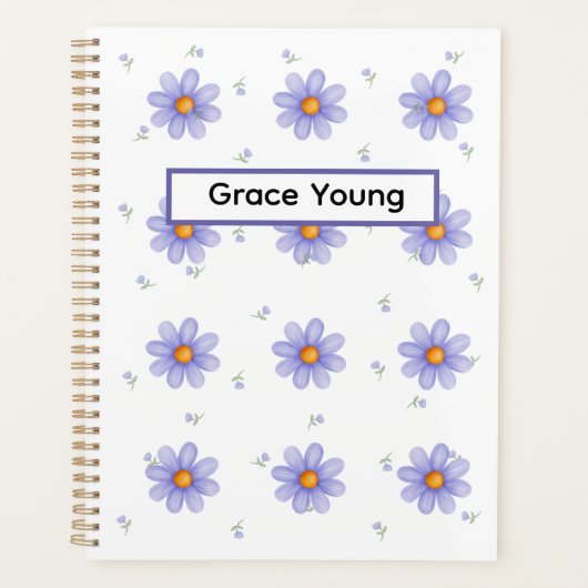 Personalized Purple Daisy Notebook Custom Name プランナー手帳 (正面)