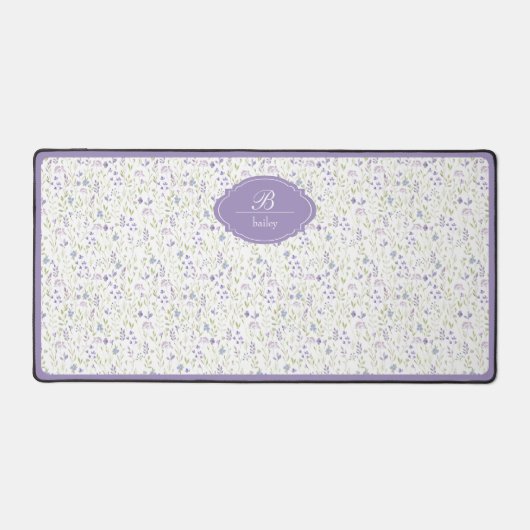 Personalized Purple Floral デスクマット (正面)