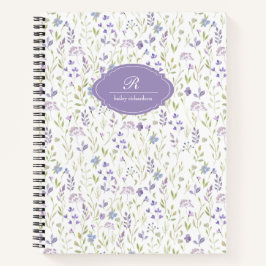 Personalized Purple Floral ノートブック
