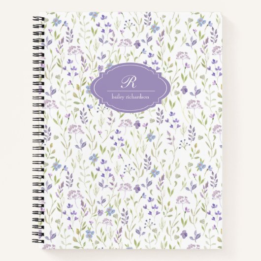 Personalized Purple Floral ノートブック (正面)