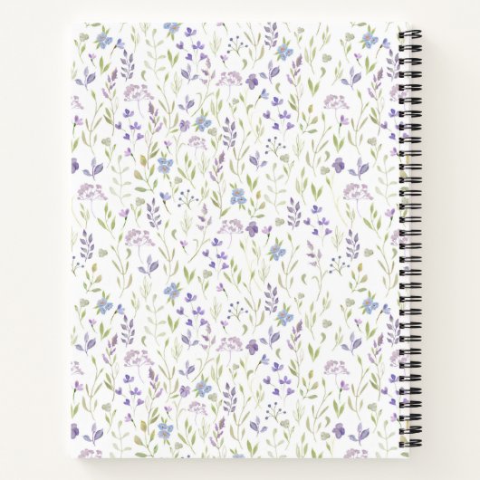 Personalized Purple Floral ノートブック (裏面)