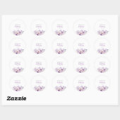 Personalized Purple Floral Birthday  ラウンドシール (シート)