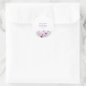 Personalized Purple Floral Birthday  ラウンドシール (バッグ)