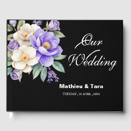 Personalized Purple Floral Bouquet Wedding ゲストブック
