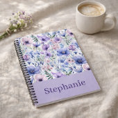 Personalized Purple Floral Elegant Custome Name ノートブック