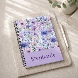 Personalized Purple Floral Elegant Custome Name ノートブック