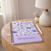 Personalized Purple Floral Elegant Custome Name ノートブック