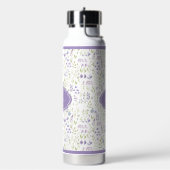 Personalized Purple Floral Monogram ウォーターボトル (左面)