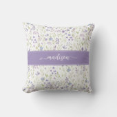 Personalized Purple Floral Monogram クッション (正面)