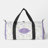 Personalized Purple Floral Monogram ダッフルバッグ (正面)