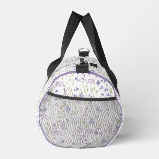 Personalized Purple Floral Monogram ダッフルバッグ (右)