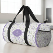 Personalized Purple Floral Monogram ダッフルバッグ