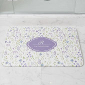 Personalized Purple Floral Monogram バスマット