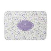 Personalized Purple Floral Monogram バスマット (正面)