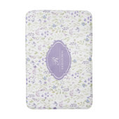 Personalized Purple Floral Monogram バスマット (正面縦)