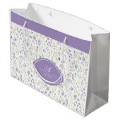 Personalized Purple Floral Monogram ラージペーパーバッグ (裏面アングル)