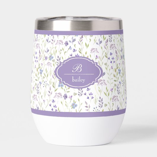 Personalized Purple Floral Monogram Tumbler (背面)