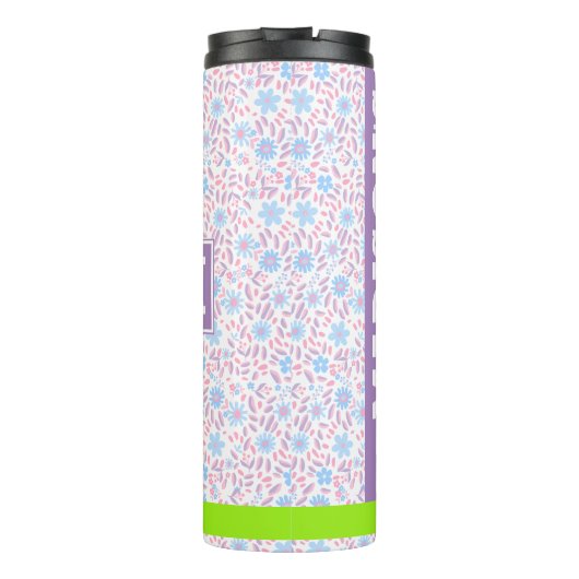 Personalized Purple Floral Name & Monogram タンブラー (裏面)