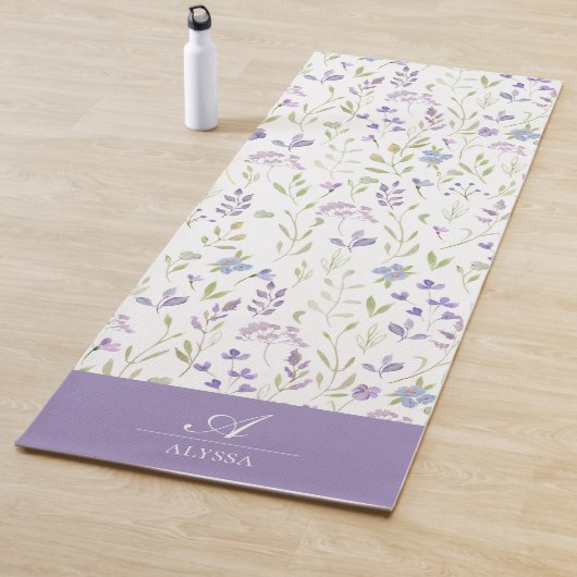 Personalized Purple Floral Yoga Mat ヨガマット (インサイチュ)