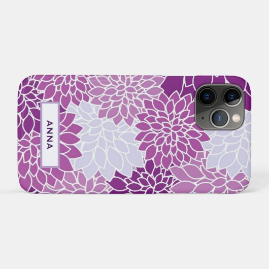 Personalized Purple Flower Pattern iPhone Case Case-Mate iPhoneケース (裏面(横))