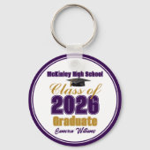 Personalized Purple Gold Class of 2026 Graduation キーホルダー (正面)