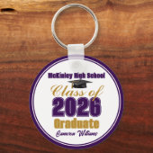 Personalized Purple Gold Class of 2026 Graduation キーホルダー (正面)