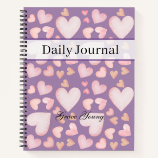 Personalized Purple Heart Daily Journal Custom ノートブック
