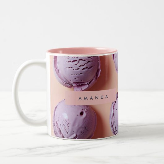 Personalized Purple Ice Cream Scoop  ツートーンマグカップ (左)