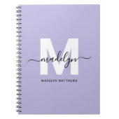 Personalized Purple Initial Monogram ノートブック (正面)