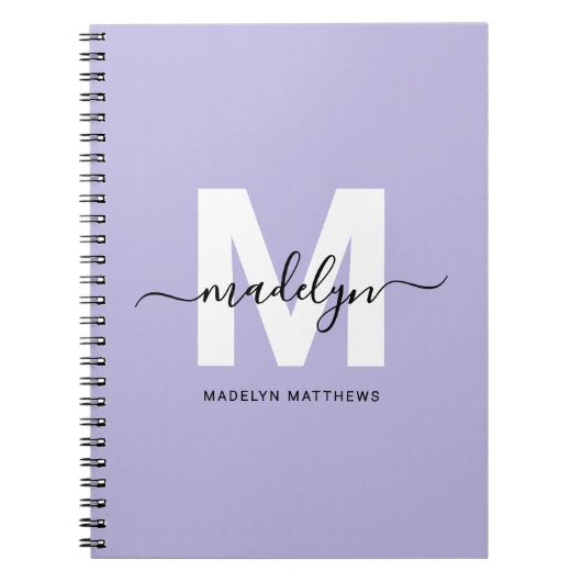 Personalized Purple Initial Monogram ノートブック (正面)
