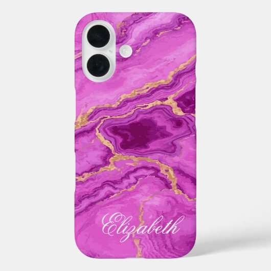 Personalized Purple & Pink Marble Case-Mate iPhoneケース (裏面)