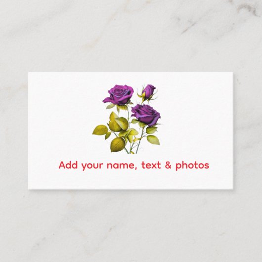 Personalized Purple Rose Business Card | Add Your 名刺 (正面)