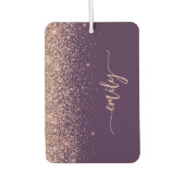 Personalized Purple Rose Gold Glitter カーエアーフレッシュナー (正面)