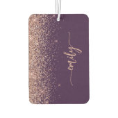Personalized Purple Rose Gold Glitter カーエアーフレッシュナー (裏面)