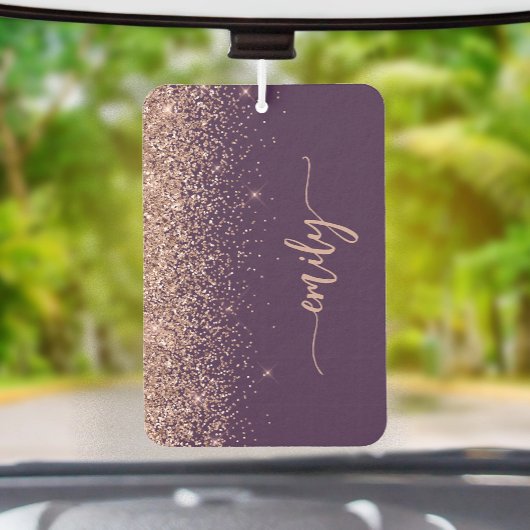 Personalized Purple Rose Gold Glitter カーエアーフレッシュナー