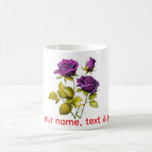 Personalized Purple Rose Mug | Add Your Name, Text コーヒーマグカップ (中央)