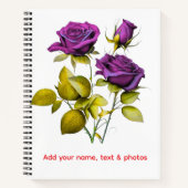 Personalized Purple Rose Notebook | Add Your Name ノートブック (正面)