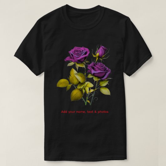 Personalized Purple Rose T‑Shirt | Add Your Name Tシャツ (デザイン正面)
