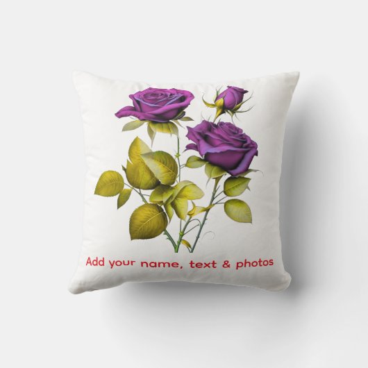 Personalized Purple Rose Template | Add Your text クッション (裏面)