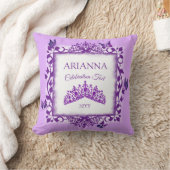 Personalized Purple Tiara & Butterflies Keepsake クッション (ブランケット)