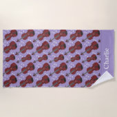 Personalized Purple Violin ビーチタオル (正面)